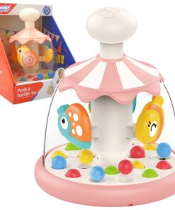 WOOPIE BABY Spalvingų gyvūnų rožinis vilkelis su kamuoliukais ir karuselė