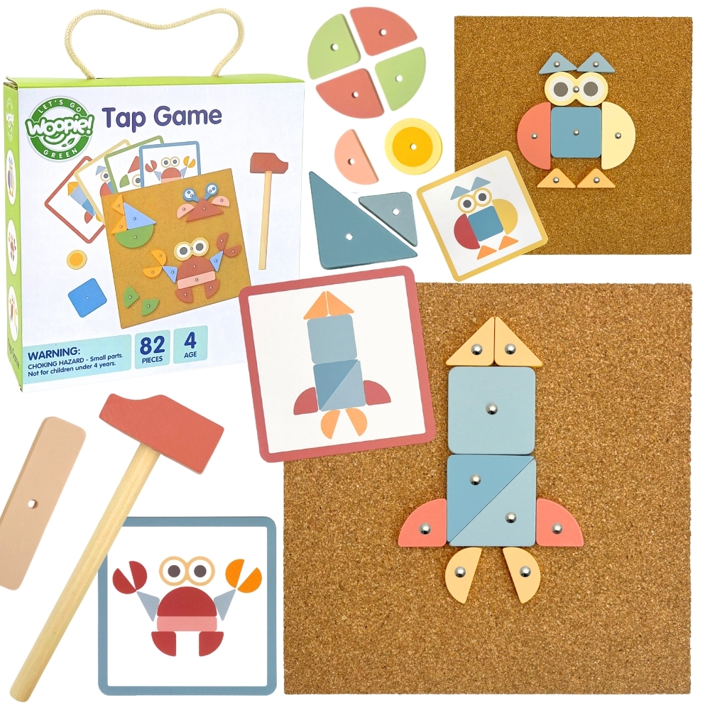 WOOPIE GREEN medinis dėlionės plaktukas su vinimis WOOPIE GREEN medinis dėlionės plaktukas su vinimis