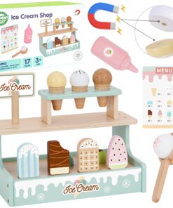 WOOPIE GREEN medinis ledų kioskelių rinkinys su ledų stovu