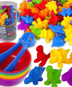 WOOPIE Montessori edukacinis žaidimas spalvų rūšiuotojas dinozaurai 56 vnt.