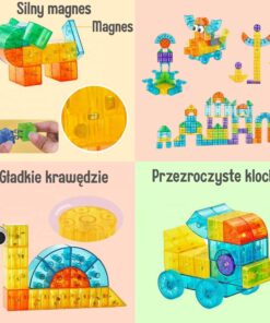 WOOPIE Skaidrūs magnetiniai statybiniai blokai 43 vnt.