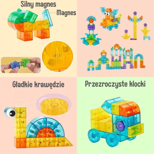 WOOPIE Skaidrūs magnetiniai statybiniai blokai 43 vnt.