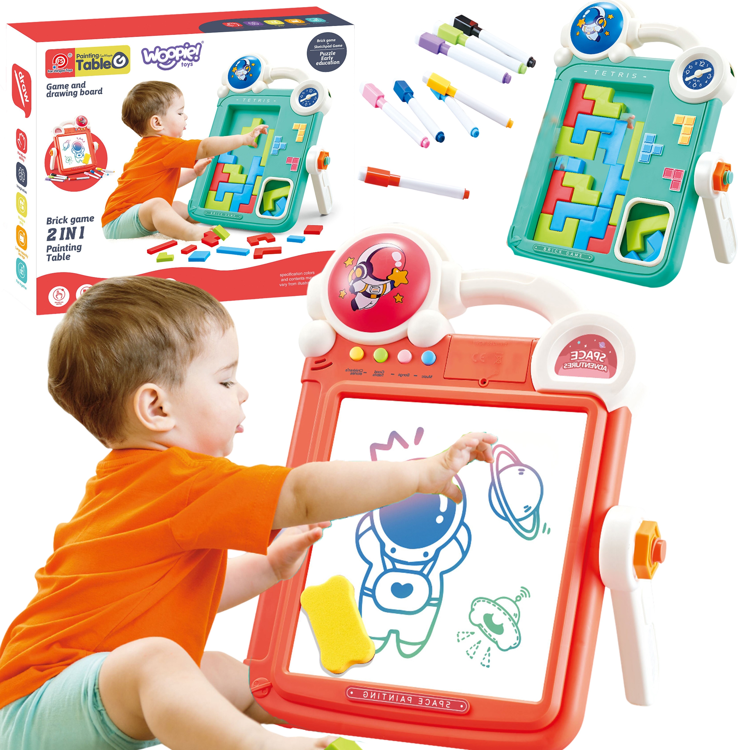 WOOPIE dvipusė piešimo lenta Tetris žaidimas 2in1 oranžinė WOOPIE dvipusė piešimo lenta Tetris žaidimas 2in1 oranžinė