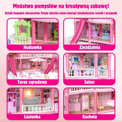 WOOPIE vilos lėlių namelis su aksesuarais ir šviečiančia lėle 296vnt