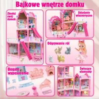WOOPIE vilos lėlių namelis su aksesuarais ir šviečiančia lėle 296vnt