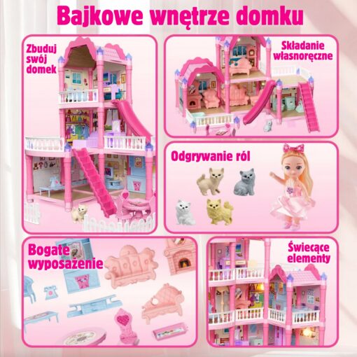 WOOPIE vilos lėlių namelis su aksesuarais ir šviečiančia lėle 296vnt