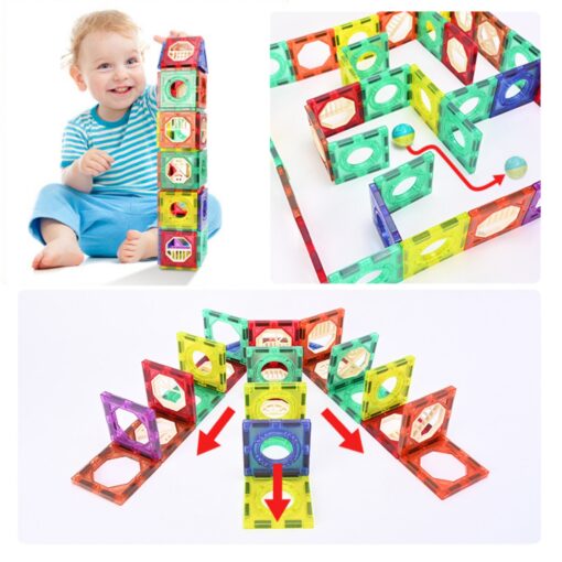WOOPIE magnetiniai statybiniai blokai 3D mokomasis rinkinys Kulodrom rutulinis takelis 126el.el.