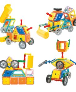 WOOPIE magnetinių 3D blokų transporto priemonių rinkinys 80vnt