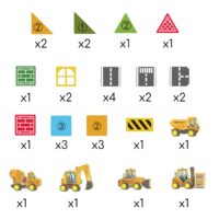 Woopie magnetinių kaladėlių rinkinys su statybinėmis transporto priemonėmis