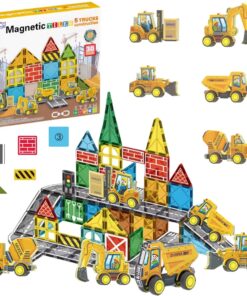 Woopie magnetinių kaladėlių rinkinys su statybinėmis transporto priemonėmis