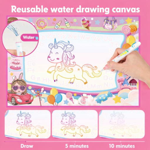 WOOPIE akvarelinių piešinių kilimėlis 2 viename XXL 100x70cm šviečia tamsoje - Image 2