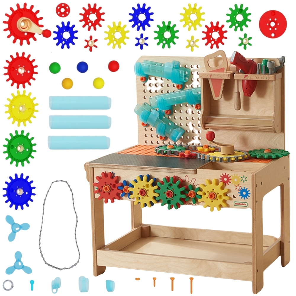 MASTERKIDZ Medinės Montessori STEM dirbtuvės su įrankiais + priedais MASTERKIDZ Medinės Montessori STEM dirbtuvės su įrankiais + priedais