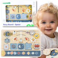 TOOKY ŽAISLAS Medinis Montessori Educational Board Astronaut Spaceship