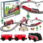WOOPIE Electric Queue Set Locomotive Track Farm Animals 70 vnt.