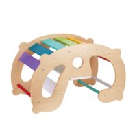 WOOPIE GREEN medinis vaivorykštės rokeris ir tiltas 2in1 Montessori