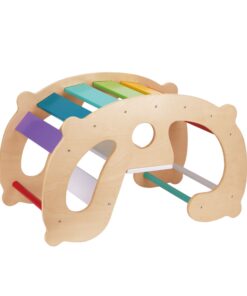 WOOPIE GREEN medinis vaivorykštės rokeris ir tiltas 2in1 Montessori