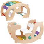 WOOPIE GREEN medinis vaivorykštės rokeris ir tiltas 2in1 Montessori