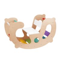 WOOPIE GREEN medinis vaivorykštės rokeris ir tiltas 2in1 Montessori