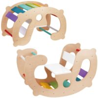 WOOPIE GREEN medinis vaivorykštės rokeris ir tiltas 2in1 Montessori