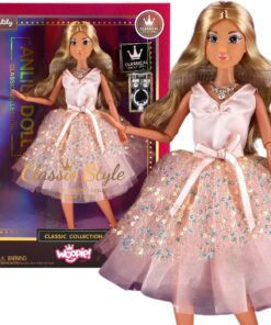 WOOPIE ROYAL Lėlė Lelija 30 cm Ilga Blondinė Plaukai Rožinė Suknelė Papuošalai