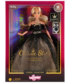 WOOPIE ROYAL Lėlė Lelija 30 cm Ilgas Blondinė Plaukai Juoda Ball Suknelė