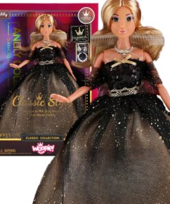 WOOPIE ROYAL Lėlė Lelija 30 cm Ilgas Blondinė Plaukai Juoda Ball Suknelė