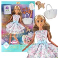 WOOPIE ROYAL Lėlė Lelija 30 cm Pavasario suknelė Aksesuarai Šuo Piknikas