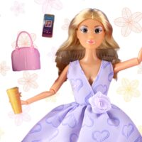 WOOPIE ROYAL Lėlė Lelija Ilgai Blondinė Plaukai 30 cm Levandų suknelė Priedai