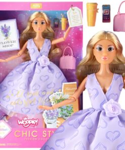 WOOPIE ROYAL Lėlė Lelija Ilgai Blondinė Plaukai 30 cm Levandų suknelė Priedai