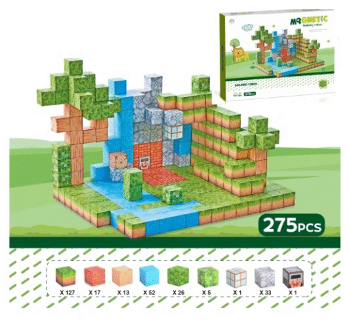 Didelis 3D magnetinių kaladėlių rinkinys „MineCraft“ 275 dalys - Image 2