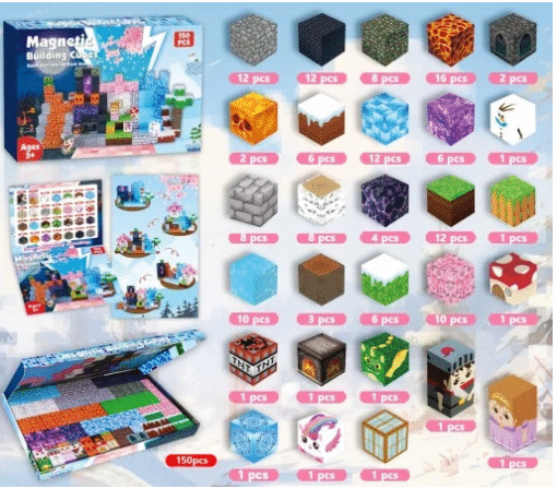Magnetinės minecraft kaladėlės 150vnt - Image 2