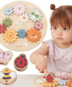 VIGA PolarB mediniai spalvingi Montessori pavarų ratai