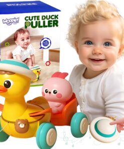WOOPIE BABY Geltona antis su rožiniu zuikiu traukiamoje priekaboje