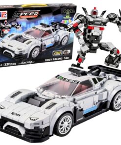 2in1 baltas sportinis automobilio ir roboto konstruktorius 320 vnt