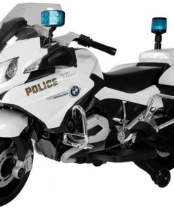 BMW baltas policijos motociklas – elektrinis vaikų motoroleris