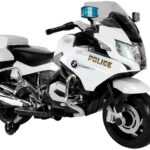 BMW baltas policijos motociklas – elektrinis vaikų motoroleris