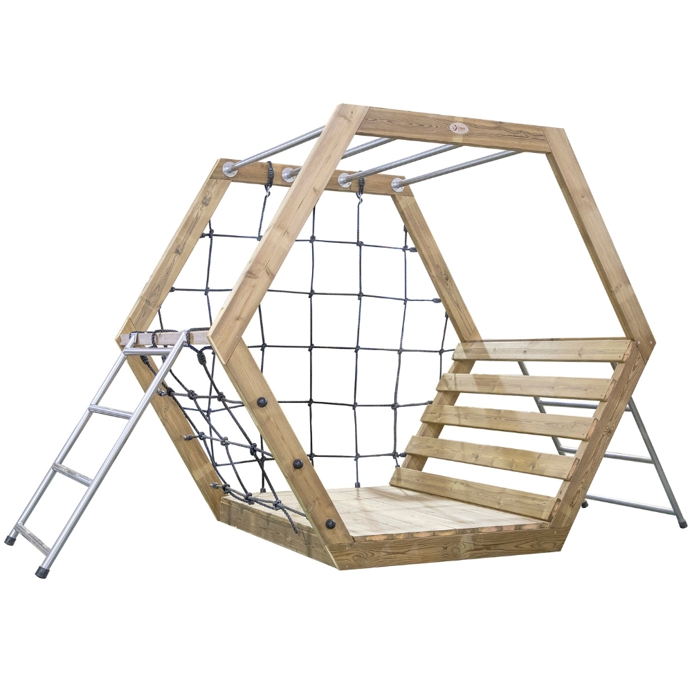 Classic World EDU koka sešstūra kāpšanas komplekss Classic World EDU Medinis Heksagoninis Laipiojimo Kompleksas