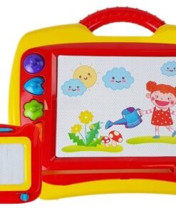 Dviejų magnetinių piešimo lentų rinkinys su antspaudais – mėlyna ir geltona