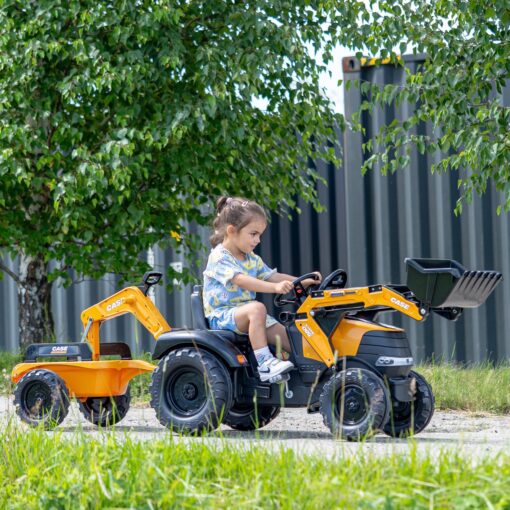 FALK Case CE pedaalitraktor ekskavaatori ja haagisega, lastele vanuses 3-7