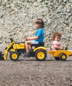FALK Komatsu pedalinis traktorius su ekskavatoriaus kaušu ir priekaba
