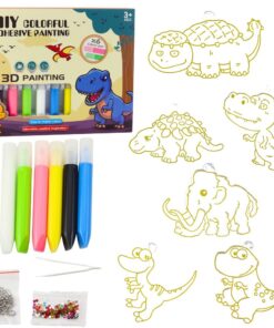 Kūrybinis vitražinių 3D dinozaurų raktų pakabukų rinkinys