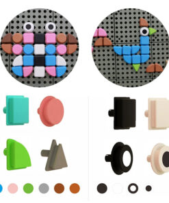 MASTERKIDZ 64 geometrinių formų kaiščių rinkinys STEM lentoms