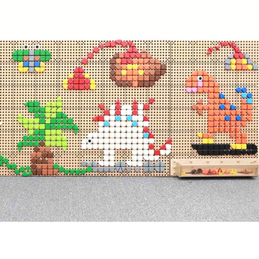 MASTERKIDZ 64 geometrinių formų kaiščių rinkinys STEM lentoms