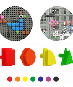 MASTERKIDZ 64 geometrinių formų kaiščių rinkinys STEM lentoms