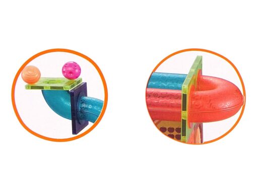 Magnetinės 3D kaladėlės su kamuoliukų trasa