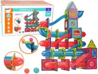 Magnetinės 3D kaladėlės su kamuoliukų trasa