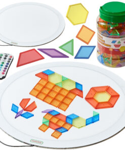 Masterkidz apvalus LED šviesos panelis (spalvotas) + Montessori mozaikos blokai 140 vnt.