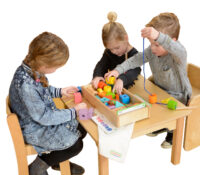 Masterkidz didelis medinis Montessori virvelių vėrimo žaislas