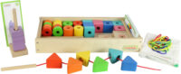 Masterkidz didelis medinis Montessori virvelių vėrimo žaislas