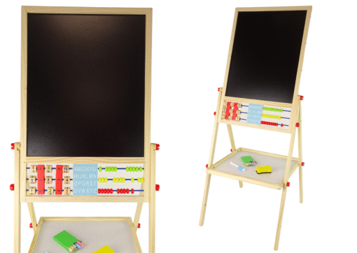Medinė edukacinė 2in1 lenta: magnetinė + kreidinė su priedais